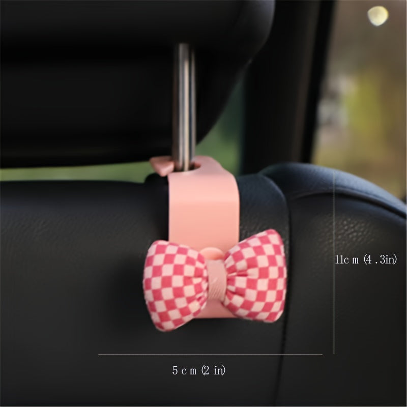 Car Seat Headrest Hook Houndstooth Bowknot Car Storage Hanger