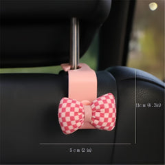 Car Seat Headrest Hook Houndstooth Bowknot Car Storage Hanger