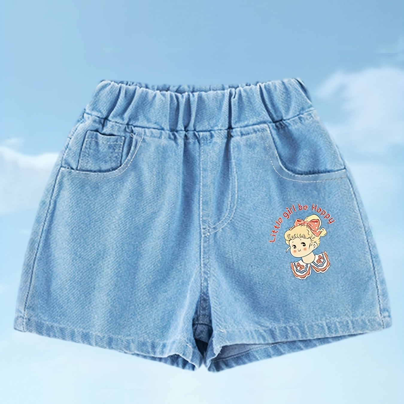 Girls' Princess Graphic Denim Shorts For Casual Summer