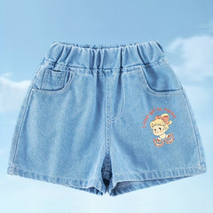 Girls' Princess Graphic Denim Shorts For Casual Summer