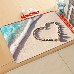 Beach Element Heart Print Rug Romantic Warm Mat