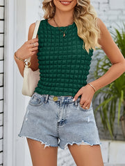 Popcorn Summer Tank Top Crew Neck Sleeveless Top Women's Clothing