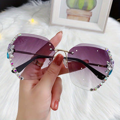 Rhinestone Gradient Sunglasses UV400 Shades for Summer Beach Party