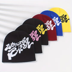 Hip Hop Unisex Beanie Classic Letter Jacquard Elastic Skull Cap Y2K Knit Hats