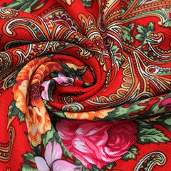Flower Print Tassel Shawl Boho Square Scarf Vintage Warm Wrap