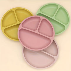 Silicone Kids Plates Baby Suction Bowl Anti Slip & Separate Compartment