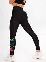 Letter Print Yoga Pants High Stretch Leggings