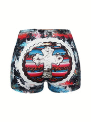 Allover Print Skinny Shorts for Women