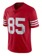 Men's #13 Red Rugby Jersey V Neck Shirt