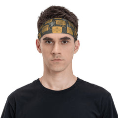 Vintage Breathable Headband with Golden Lettering for Sports & Casual Wear