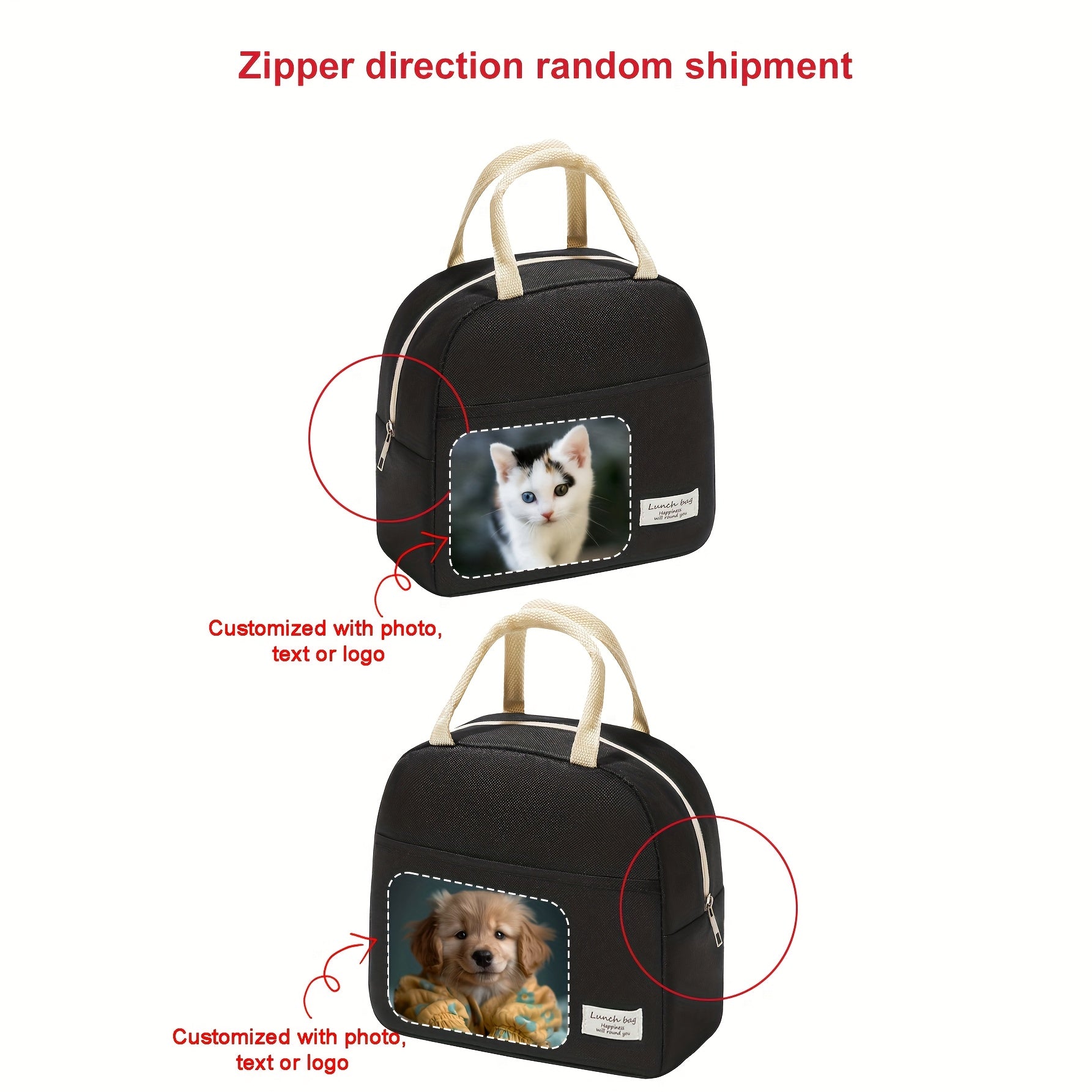 Custom Photo Logo Polyester Lunch Bag Waterproof Insulated Tote