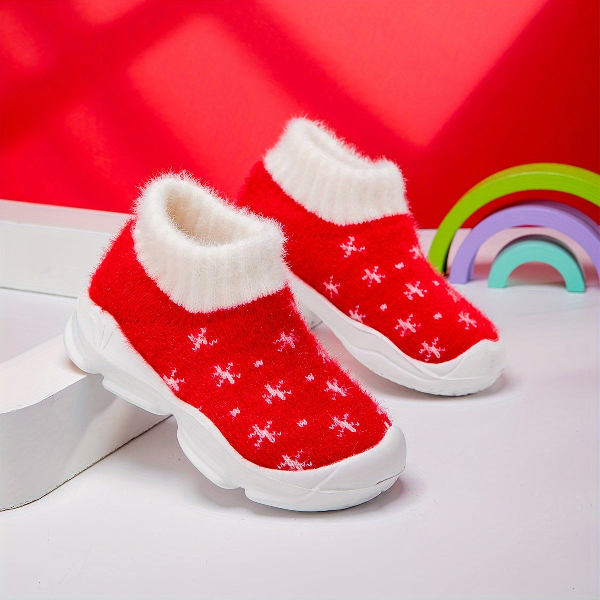 Boy's Solid Thermal Sock Shoes Non Slip Casual Sneakers