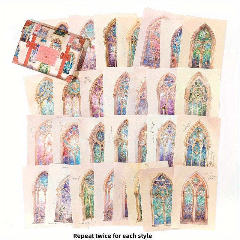 60pcs Retro Box Message Notepad Journal Collage Paper Dreams & Fantasy Series