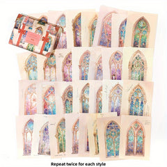 60pcs Retro Box Message Notepad Journal Collage Paper Dreams & Fantasy Series