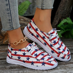 Women's Patriotic Boat Shoes Star & Stripe Graphic Canvas Shoes