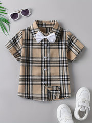 Boys Plaid Shirt & Bow Tie Set for Summer