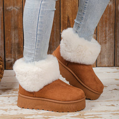 Women's Plush Lined Thermal Snow Boots Chunky Winter Warm Shoes