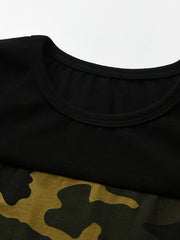 Boys Camo Print T-shirt and Shorts Set for Summer