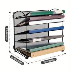 Iron 5 Layer Grid Desktop Tray Organizes Mail & Documents on Desks