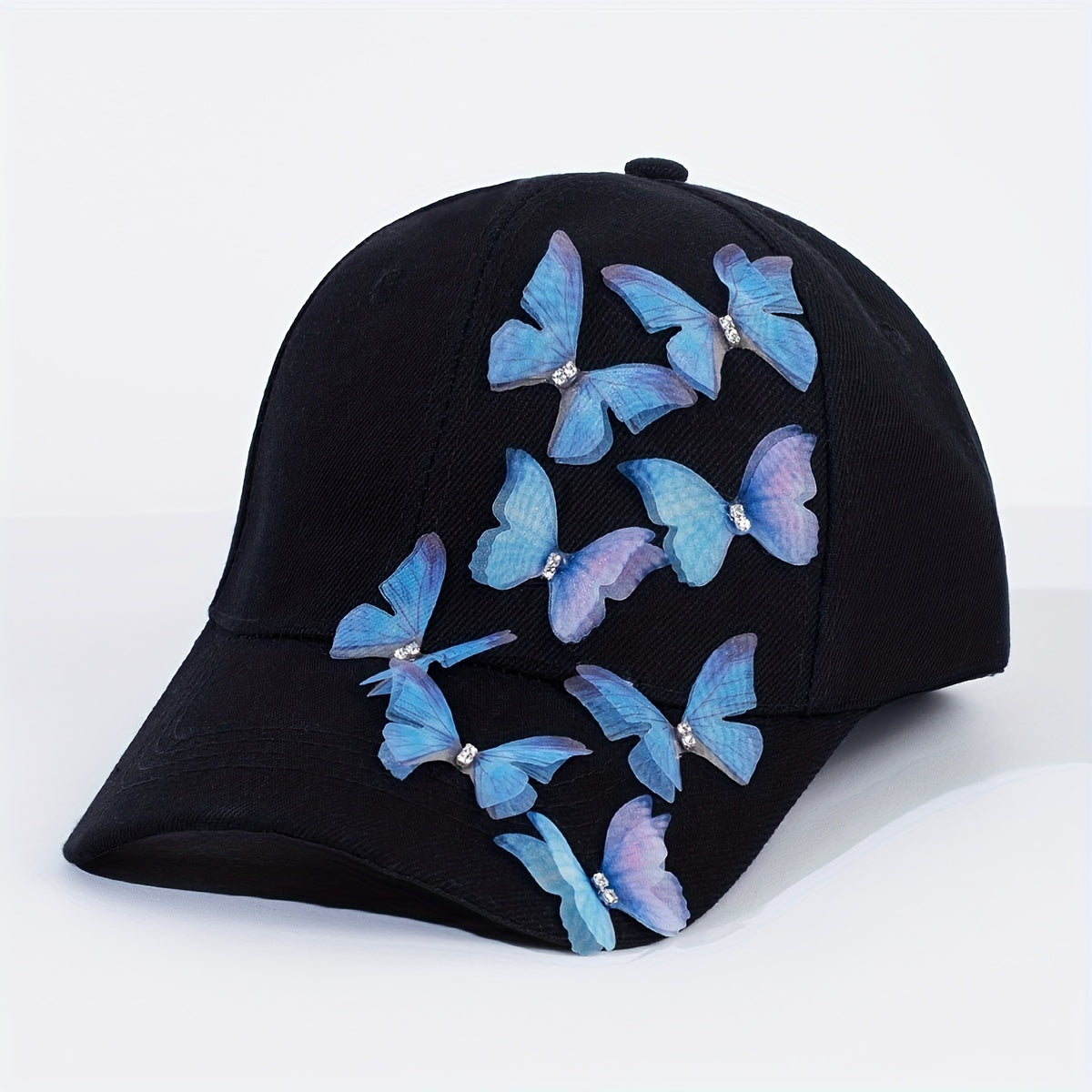 Gradient Butterfly Baseball Cap Solid Y2K Sun Hats Adjustable