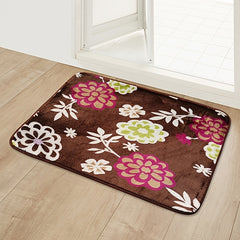 Flower Printed Non Slip Bathroom Rug Padded Bath Mat Shower Comfort Mat