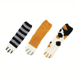 6 Pairs Girls Kids Fleece Warm Socks Car Paw Pattern Crew Socks for Winter