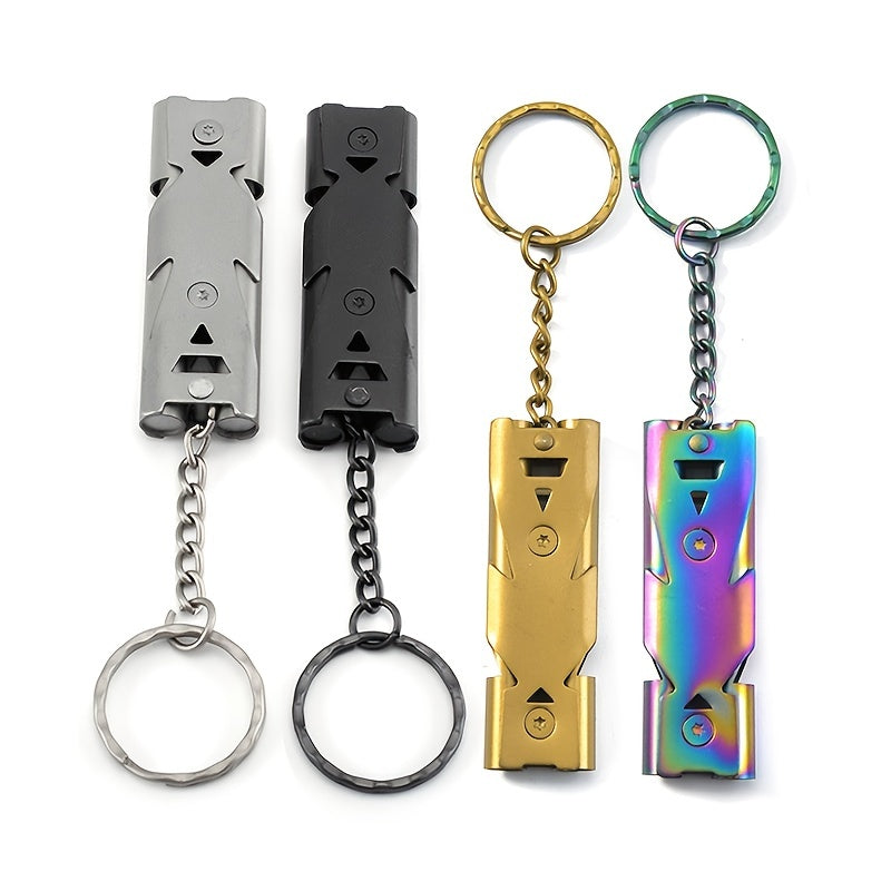 High Decibel Whistle Stainless Steel Keychain Pipe Outdoor Emergency Tool