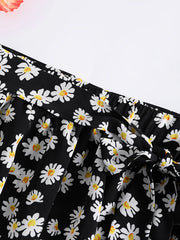 Floral Print Tie Front Mini Skirt
