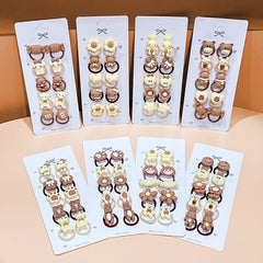 10pcs Girls Hair Tie Cartoon Bear Rubber Bands Hair Rope Hair Accessories