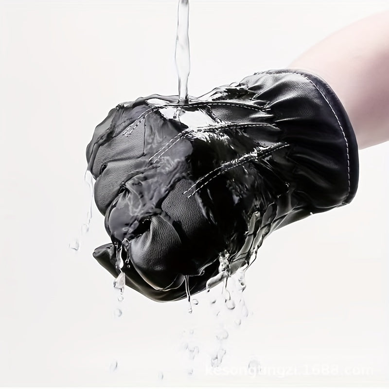 Warm Touch Screen Gloves PU Leather Cycling Coldproof Gloves