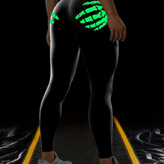 Fluorescent Skeleton Hands Yoga Leggings High Waist Workout Pants