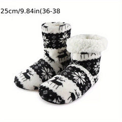 Elk Pattern Fuzzy Socks Plush Floor Socks Women's Stockings