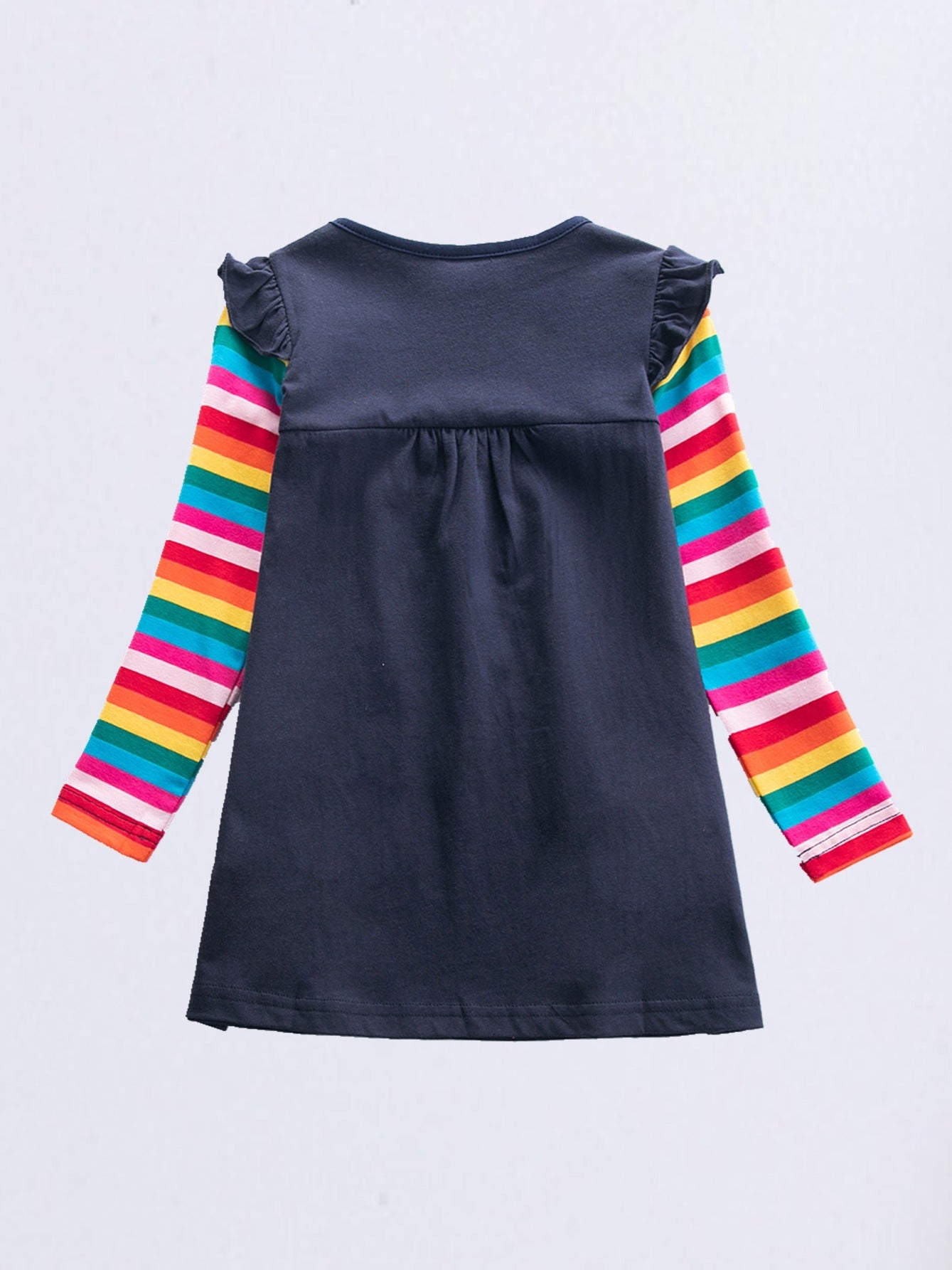 Long Sleeve Star Butterfly Embroidered Rainbow Sleeve Dress