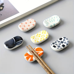 Japanese Style Ceramic Chopsticks Rest Rack Fork Holder & Cutlery Organizer