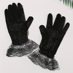 Lace Bowknot Pattern Gloves Wedding Bridal Decorative Gloves For Women