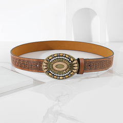 Vintage Western Style PU Leather Waist Belt for Women Girls