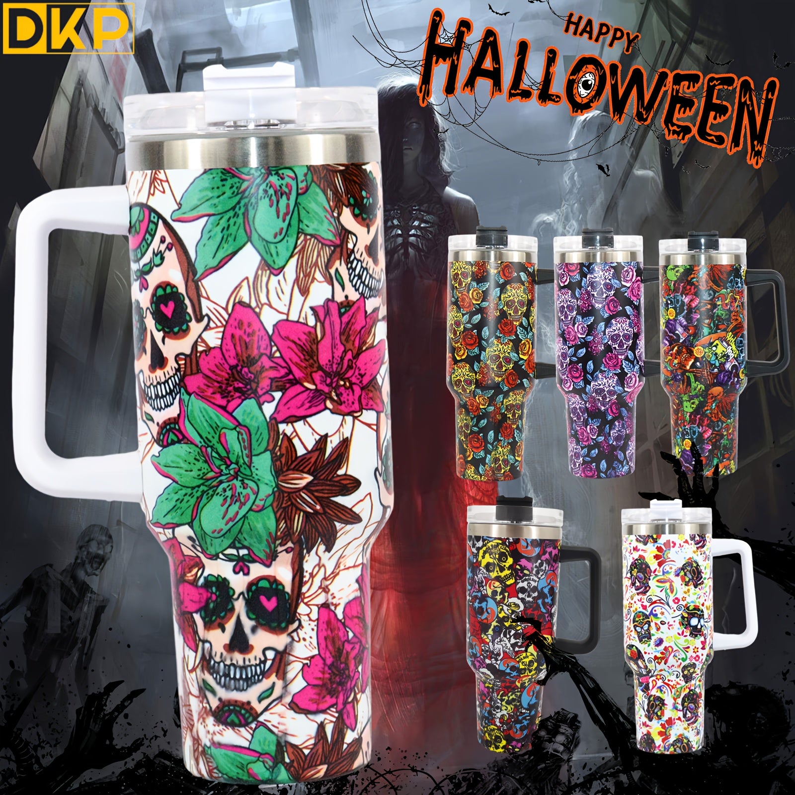 Skull Series 40oz Car Tumbler Vacuum Insulated Stainless Steel