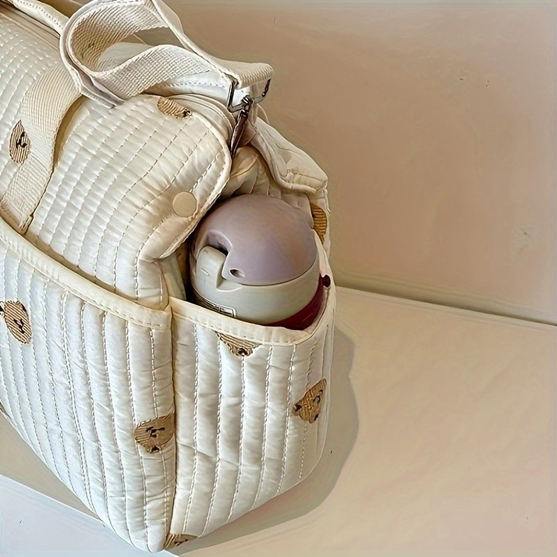 Multifunctional Large Capacity Mommy Bag for Strollers with Print