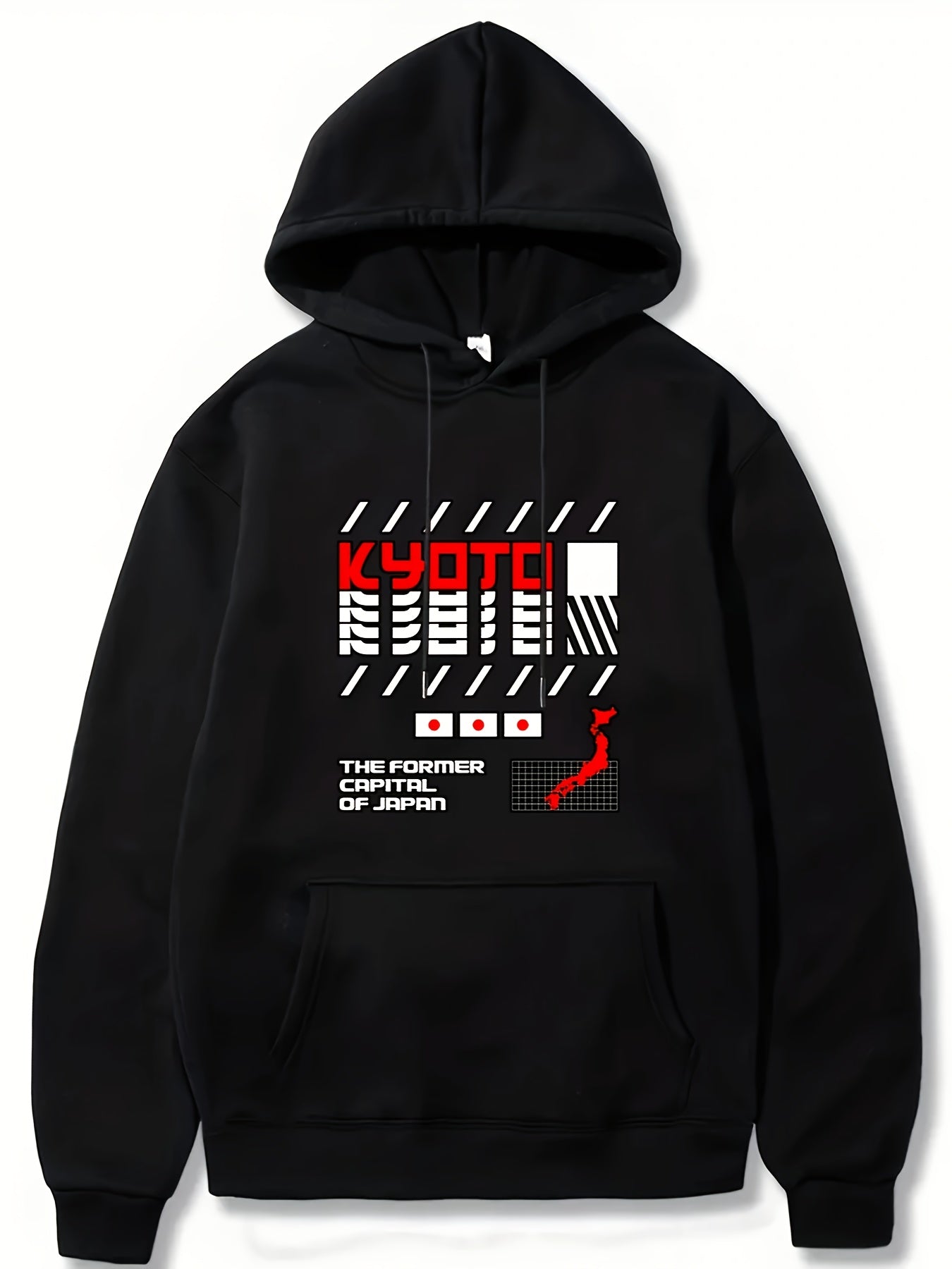 Japan Flag Print Men's Hooded Sweatshirt for Autumn Winter