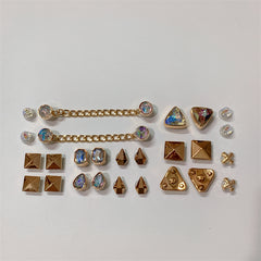 26pcs Golden Rhinestones Shoe Decorations Set Shoe Buckle Accessories