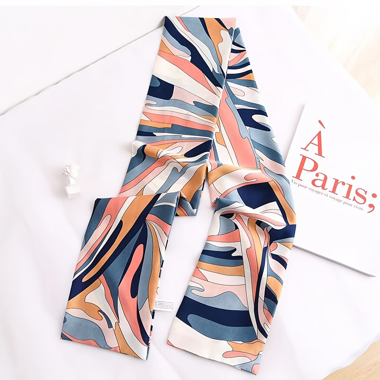 Colorful Impression Shamo Neck Scarf Satin Ribbon Long Small Silk Scarf
