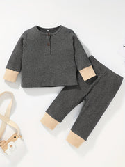 Baby Boys Ribbed Knit Long Sleeve Top Trousers Set