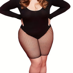 Fishnet Biker Shorts High Waist Hollow Out Stockings