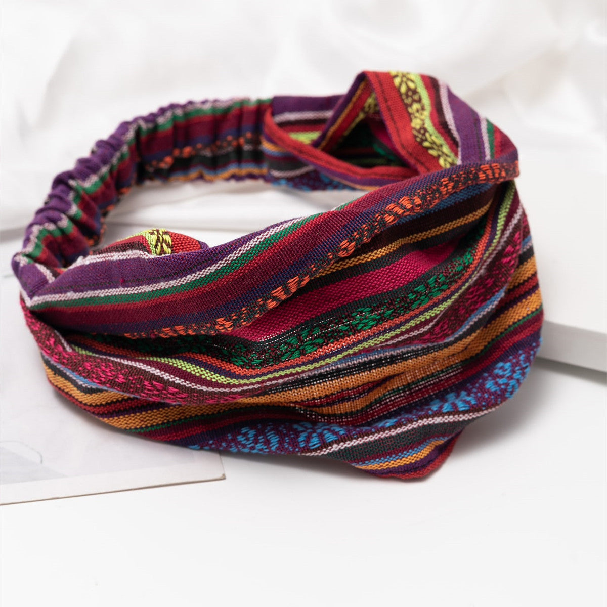 Fabric Retro Pattern Hairband Wide Turban Casual Ethnic Style Headband