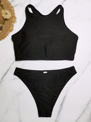 High Neck Racer Back Tankini Swimsuit