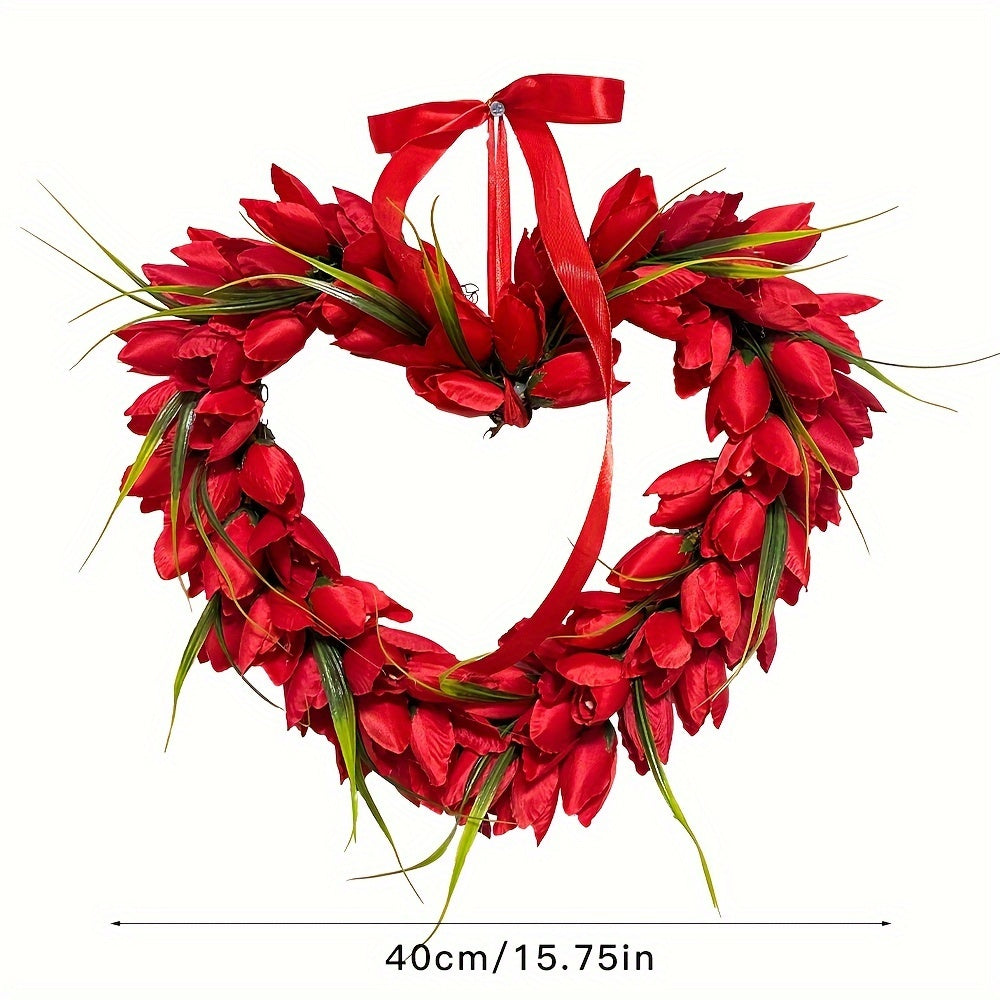 Tulip Heart Garland Indoor Outdoor Decoration Window Showcase Party Supplies
