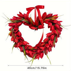 Tulip Heart Garland Indoor Outdoor Decoration Window Showcase Party Supplies