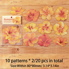 20pcs Flower Themed Waterproof Sticker Pack for DIY Crafts Scrapbooking
