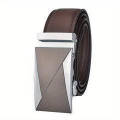 Men's Leather Belt with Metal Automatic Buckle