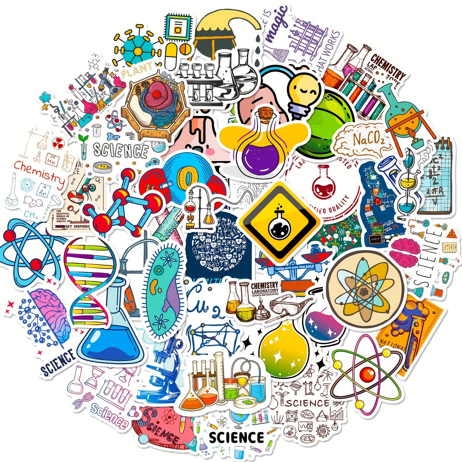50pcs Science Lab Stickers Vinyl Waterproof Cartoon Stickers For Adults